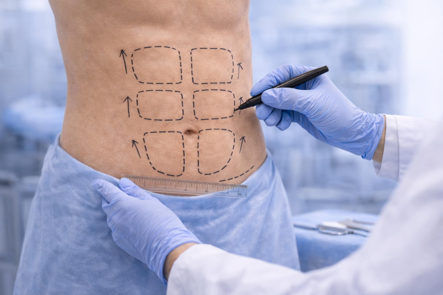 Six Pack Ameliyatı için klinik ortam konsept görseli