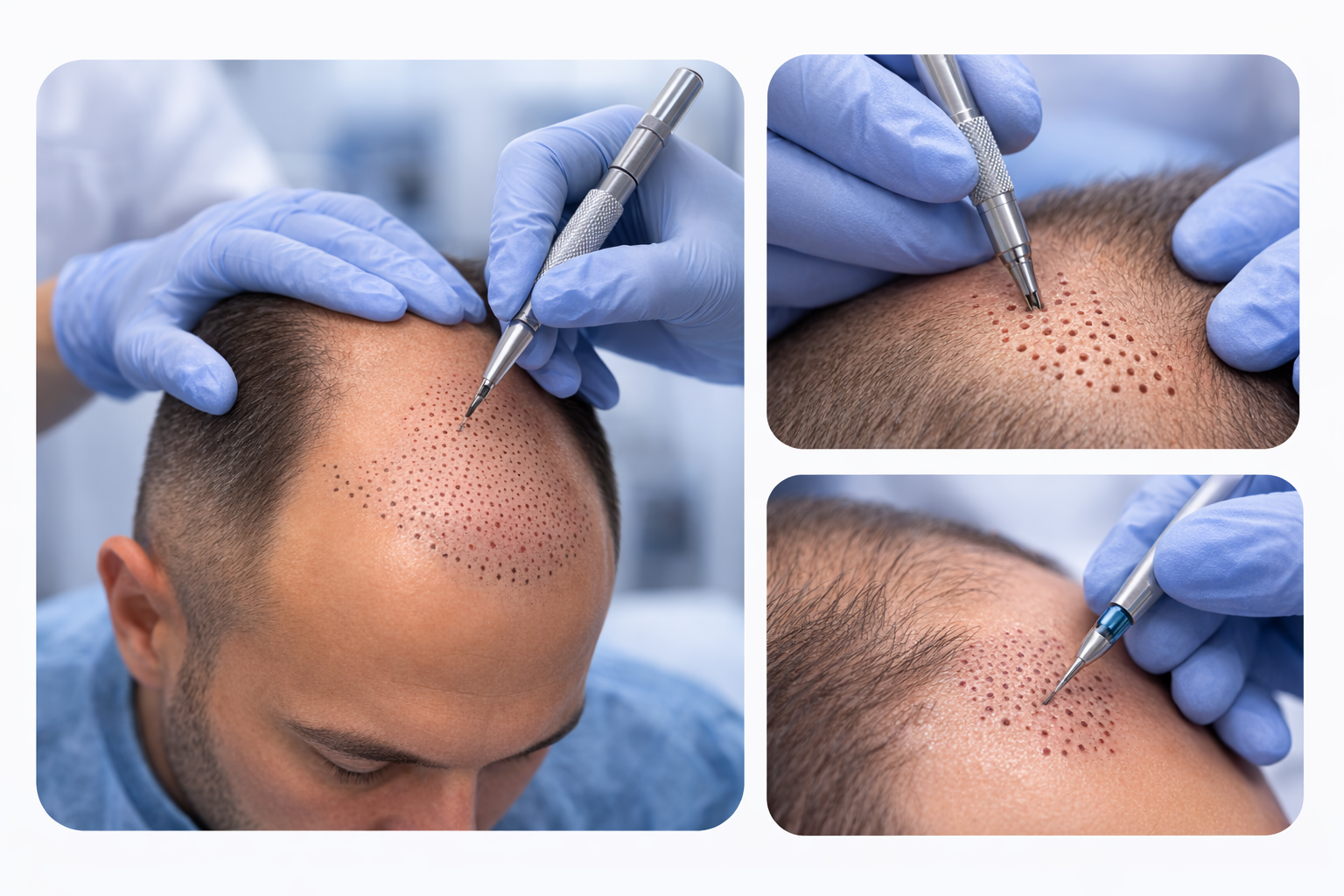 FUE Tekniği için klinik ortam konsept görseli